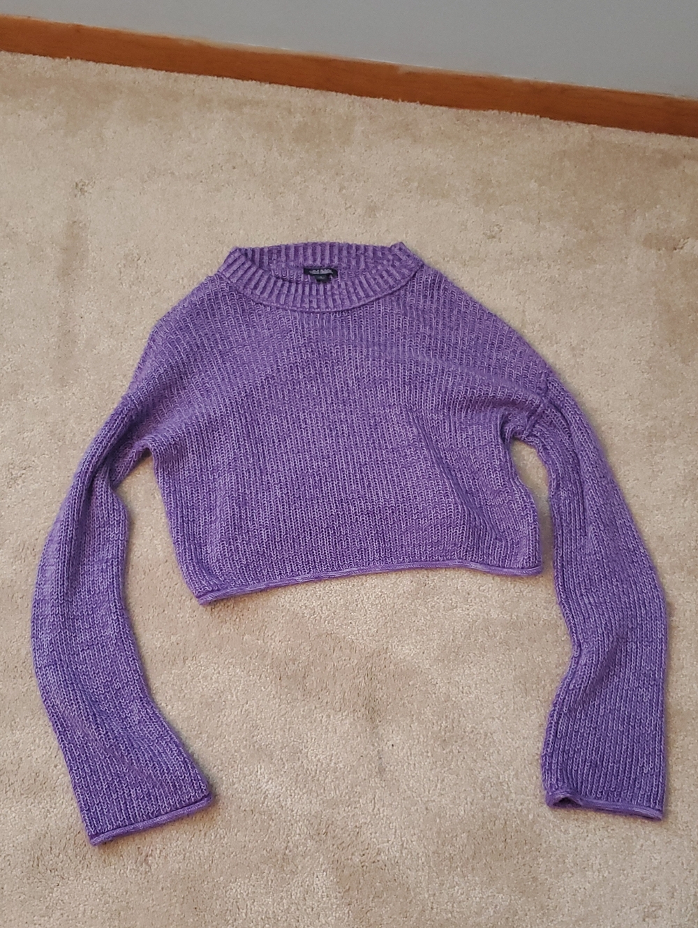 Womens XS Cropped Wild Fable Lavender Ribbed Knit Sweater
